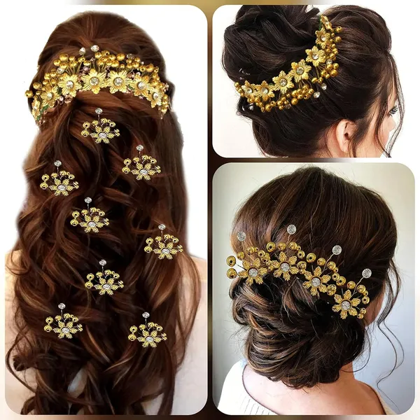 Golden_Attractive_Artificial_Rounded_And_Pearl_Wedding_Hair_Vein_And_Hair_Pins_Set_For_Women_&_Girls_(14_X_8_X_1_Cm)