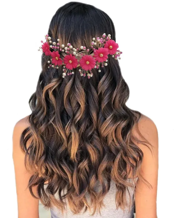 Dark_Pink_Artificial_Round_Shape_Flowers_With_Pearls_Bridal_Hair_Vein_Accessories_For_Women