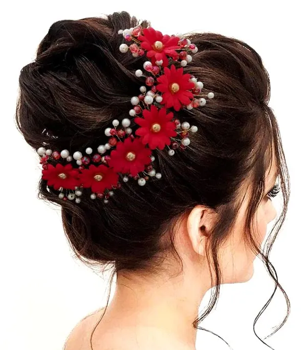 Red_Artificial_Round_Shape_Flowers_With_Pearls_Bridal_Hair_Vein_Accessories_For_Women
