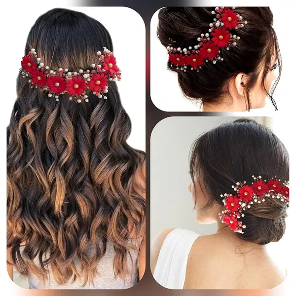 Red_Artificial_Round_Shape_Flowers_With_Pearls_Bridal_Hair_Vein_Accessories_For_Women