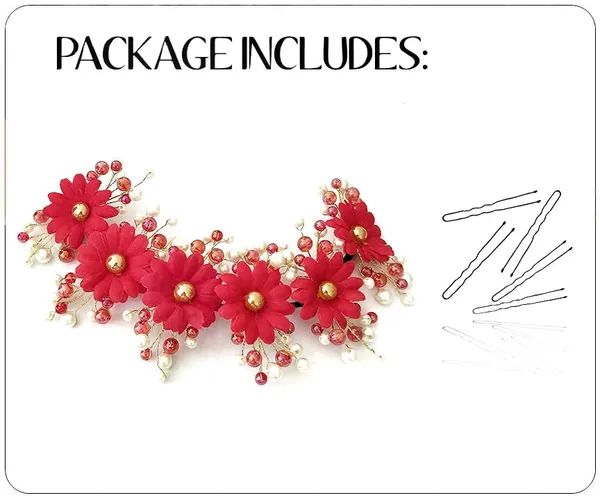 Red_Artificial_Round_Shape_Flowers_With_Pearls_Bridal_Hair_Vein_Accessories_For_Women