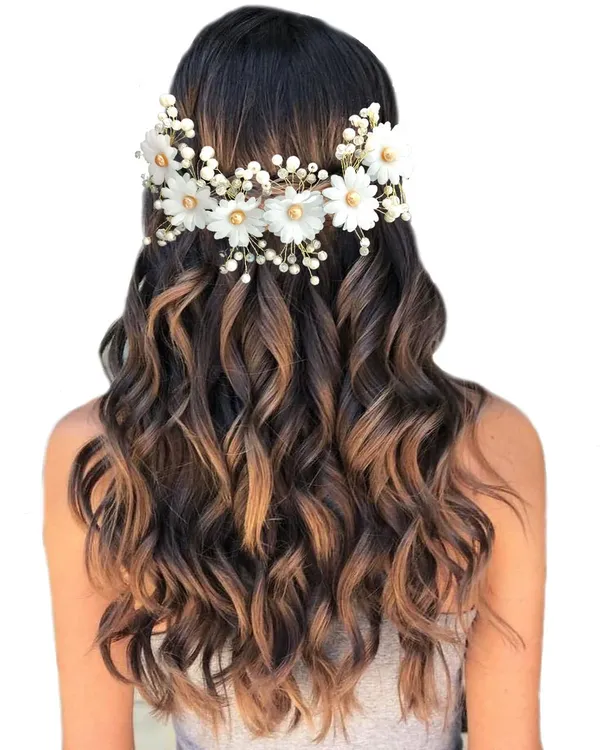 White_Artificial_Round_Shape_Flowers_With_Pearls_Bridal_Hair_Vein_Accessories_For_Women