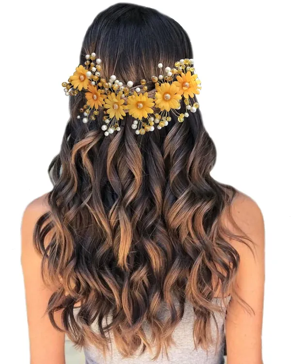 Yellow_Artificial_Round_Shape_Flowers_With_Pearls_Bridal_Hair_Vein_Accessories_For_Women