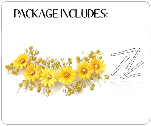 Yellow_Artificial_Round_Shape_Flowers_With_Pearls_Bridal_Hair_Vein_Accessories_For_Women