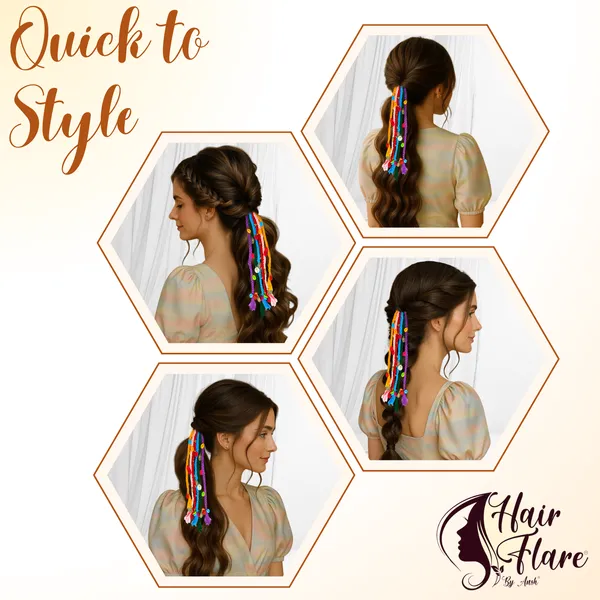 Handmade_Multicolor_Braided_Hair_Tie_with_Shells_&_Charms_|_Boho_Hair_Accessory_|_Navratri_Festival_Hair_Ornament_|_Ethnic_Jewelry