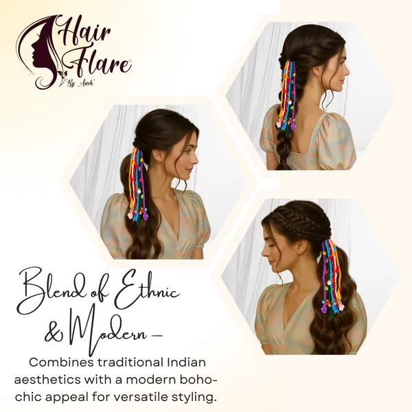 Handmade_Multicolor_Braided_Hair_Tie_with_Shells_&_Charms_|_Boho_Hair_Accessory_|_Navratri_Festival_Hair_Ornament_|_Ethnic_Jewelry