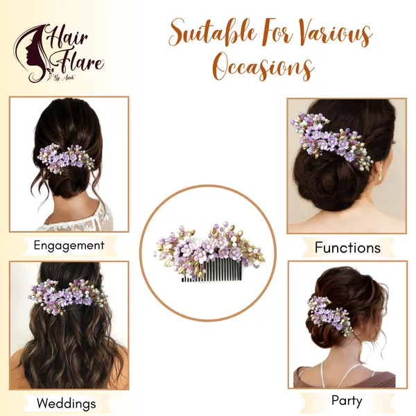 Purple_Artificial_Small_Flower_Comb_Slide_With_Beads_&_Pearls_Bridal_Hairpin_Accessories_For_Women_&_Girls