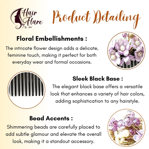 Purple_Artificial_Small_Flower_Comb_Slide_With_Beads_&_Pearls_Bridal_Hairpin_Accessories_For_Women_&_Girls