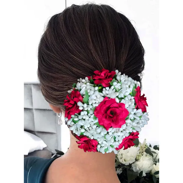 Maroon_Artificial_Exquisite_Mogra_Flower_Judabun_With_White_Buds_Design_Hairpin_Accessories_For_Women_&_Girls_(14_X_8_X_1_Cm)