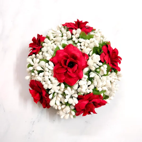 Maroon_Artificial_Exquisite_Mogra_Flower_Judabun_With_White_Buds_Design_Hairpin_Accessories_For_Women_&_Girls_(14_X_8_X_1_Cm)