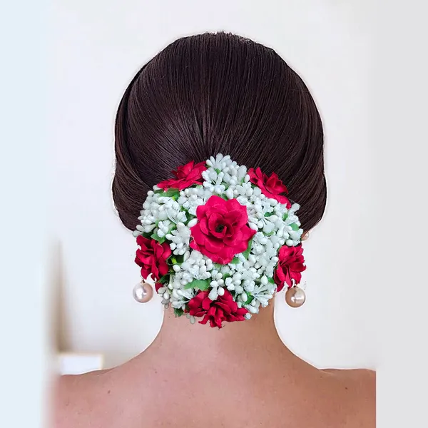 Maroon_Artificial_Exquisite_Mogra_Flower_Judabun_With_White_Buds_Design_Hairpin_Accessories_For_Women_&_Girls_(14_X_8_X_1_Cm)