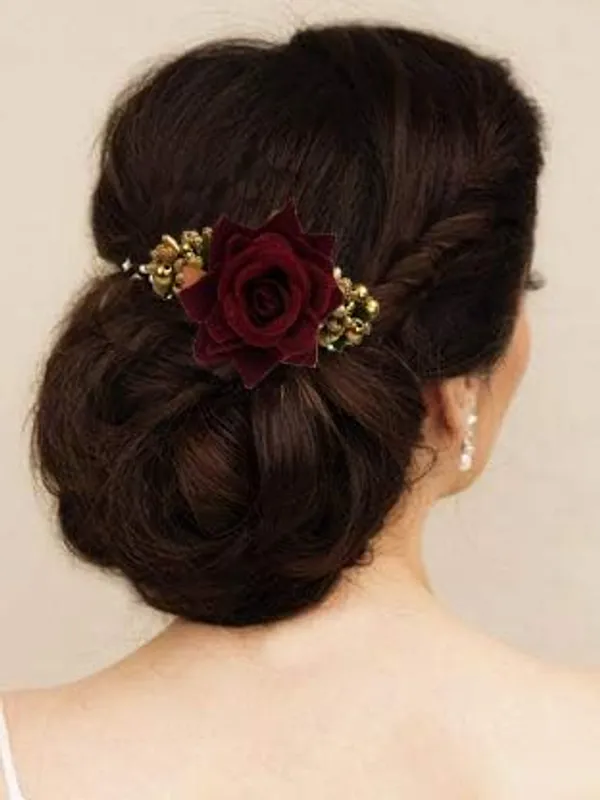 Maroon_Rose_Comb_Slide_Hair_Pin_For_Women_&_Girls