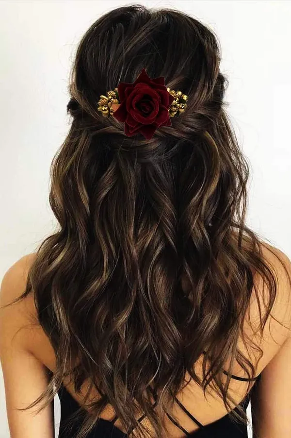 Maroon_Rose_Comb_Slide_Hair_Pin_For_Women_&_Girls