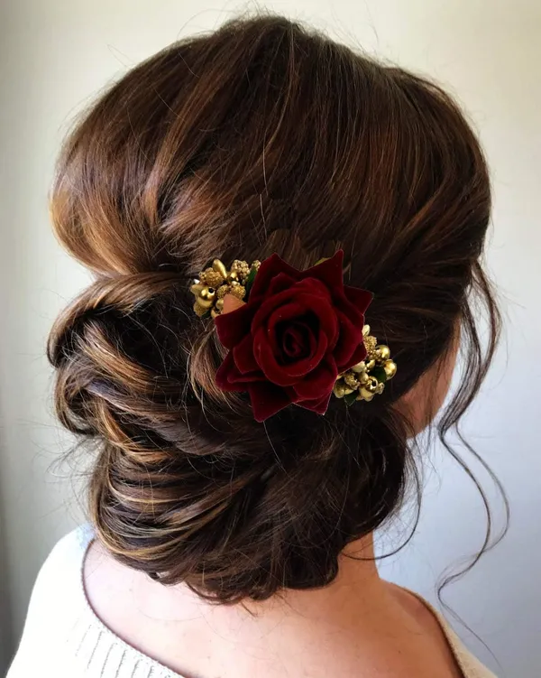 Maroon_Rose_Comb_Slide_Hair_Pin_For_Women_&_Girls