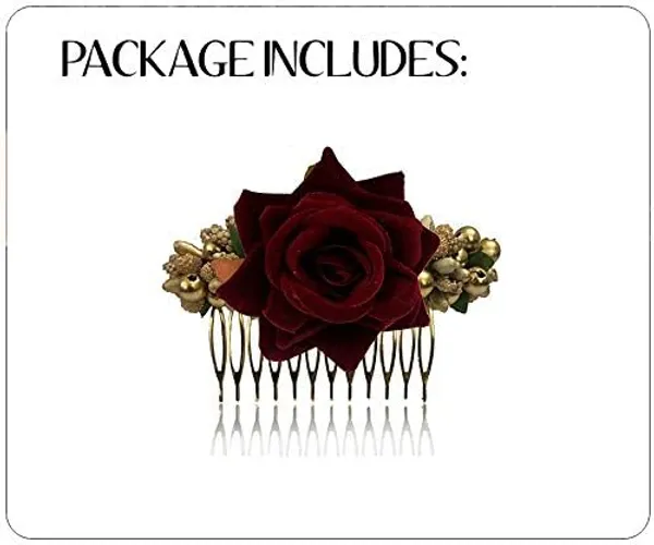 Maroon_Rose_Comb_Slide_Hair_Pin_For_Women_&_Girls