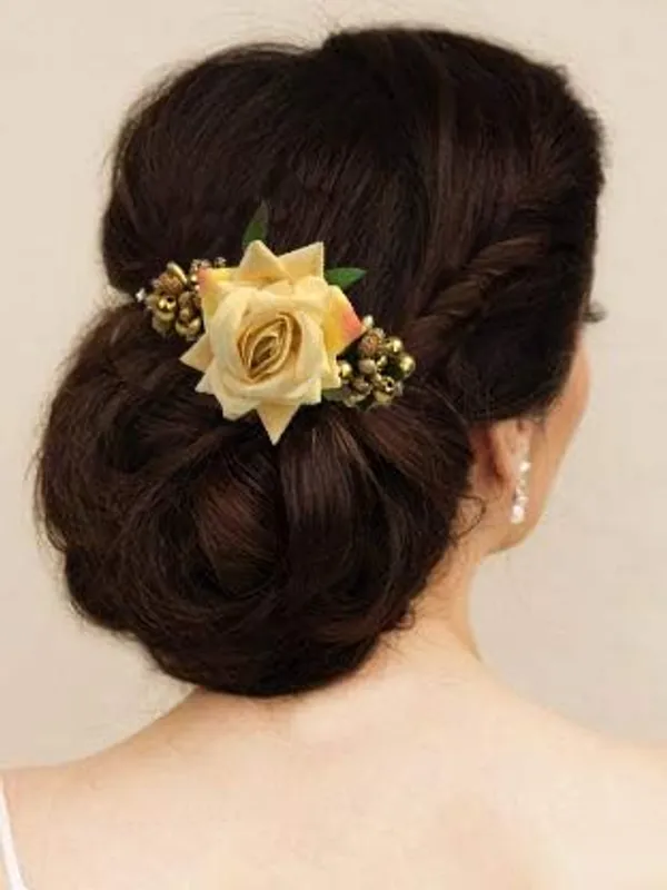 Peach_Rose_Comb_Slide_Hair_Pin_For_Women_&_Girls