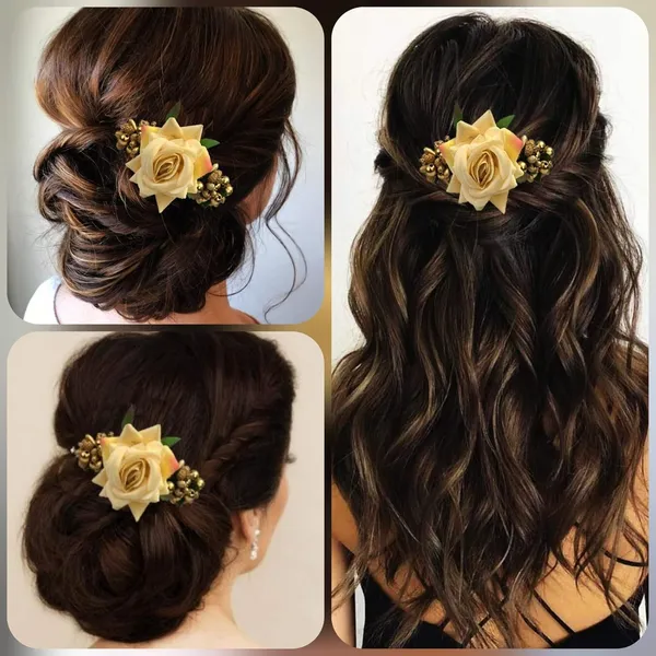 Peach_Rose_Comb_Slide_Hair_Pin_For_Women_&_Girls