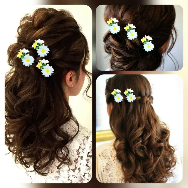 White_Artificial_Flower_Shaped_With_Leaf_Design_Hair_Pin_Accessories_For_Women_&_Girls_(14_X_8_X_1_Cm)