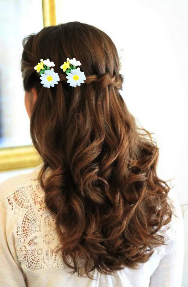 White_Artificial_Flower_Shaped_With_Leaf_Design_Hair_Pin_Accessories_For_Women_&_Girls_(14_X_8_X_1_Cm)
