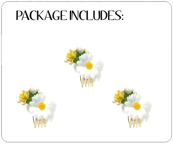 White_Artificial_Flower_Shaped_With_Leaf_Design_Hair_Pin_Accessories_For_Women_&_Girls_(14_X_8_X_1_Cm)