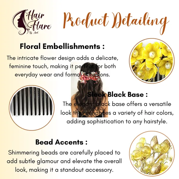 Yellow_Artificial_Small_Flower_Comb_Slide_With_Beads_&_Pearls_Bridal_Hairpin_Accessories_For_Women_&_Girls