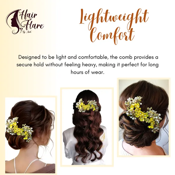 Yellow_Artificial_Small_Flower_Comb_Slide_With_Beads_&_Pearls_Bridal_Hairpin_Accessories_For_Women_&_Girls
