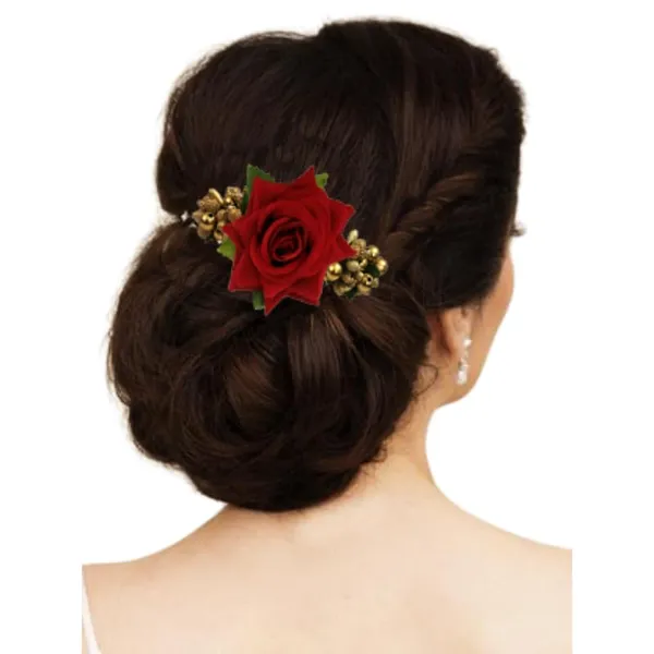 Red_Rose_Comb_Slide_Hair_Pin_For_Women_&_Girls