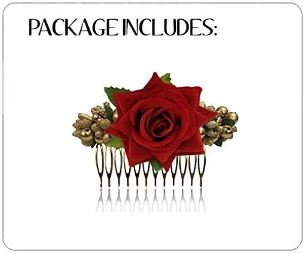 Red_Rose_Comb_Slide_Hair_Pin_For_Women_&_Girls