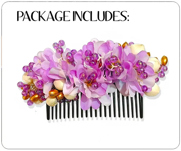Purple_Artificial_Beautiful_Flower_Comb_Slide_|_Bridal_Hair_Barrette_Ties,_Hairpins_For_Women_&_Girls