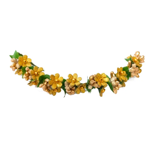 Golden_Small_Flower_And_Beads_Design_Hairpin_For_Women_And_Girl_(14_X_8_X_1_Cm)