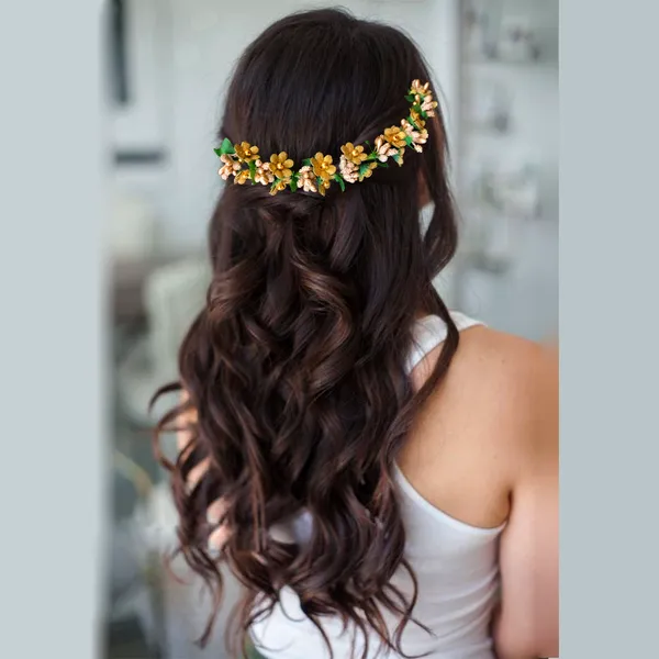 Golden_Small_Flower_And_Beads_Design_Hairpin_For_Women_And_Girl_(14_X_8_X_1_Cm)