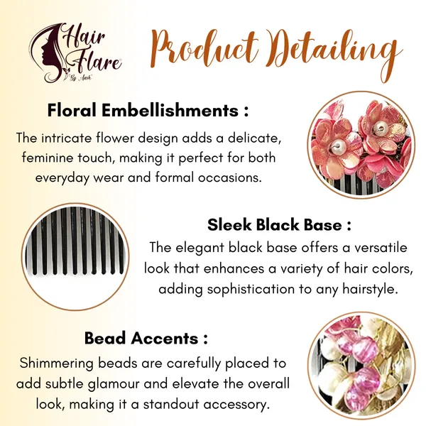 Dark_Pink_Artificial_Small_Flower_Comb_Slide_With_Beads_&_Pearls_Bridal_Hairpin_Accessories_For_Women_&_Girls