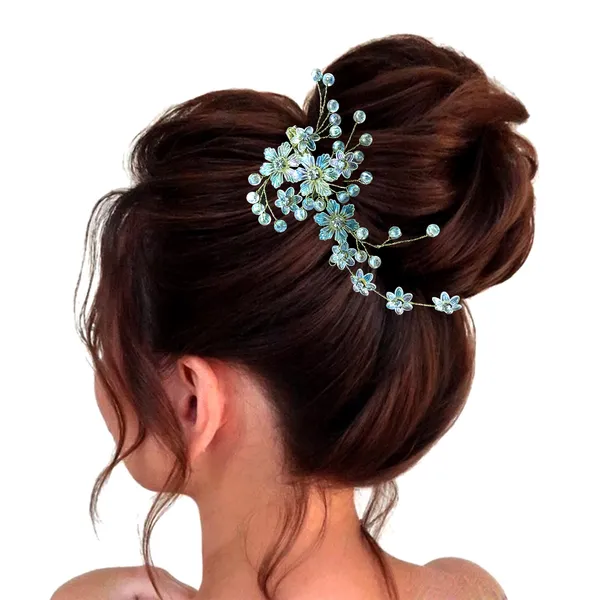 Rainbow_Transparent_Flower_Hair_Clip_with_Crystal_Nag_Center_and_Beaded_Branches_Elegant,_Secure_Hair_Accessory_for_Stylish_Looks