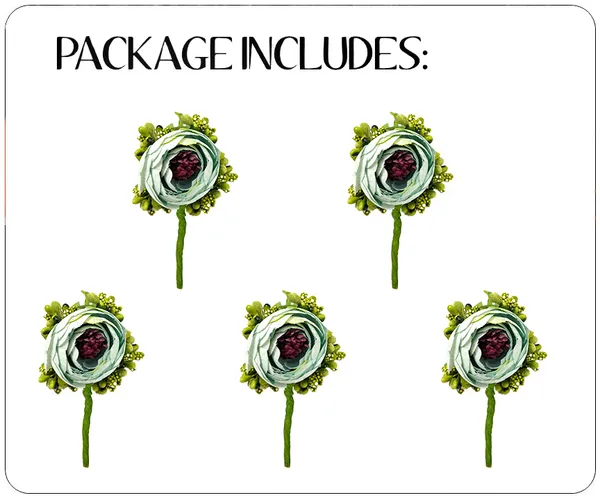 Pack_of_5_Rama_Green_Artificial_Rose_Flower_Hair_Pin_For_Women__Pins