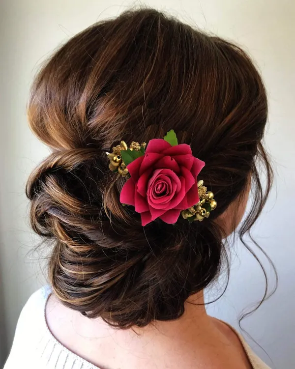 Dark_Pink_Rose_Comb_Slide_Hair_Pin_For_Women_&_Girls