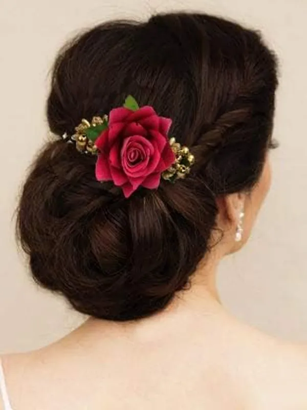Dark_Pink_Rose_Comb_Slide_Hair_Pin_For_Women_&_Girls