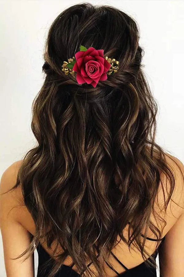 Dark_Pink_Rose_Comb_Slide_Hair_Pin_For_Women_&_Girls