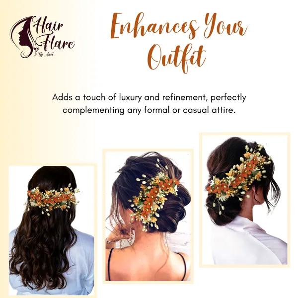 Orange_Artificial_Floral_Hair_Vein_For_Women_&_Girls