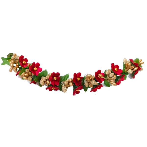 Maroon_Small_Flower_And_Beads_Design_Hairpin_For_Women_And_Girl_(14_X_8_X_1_Cm)