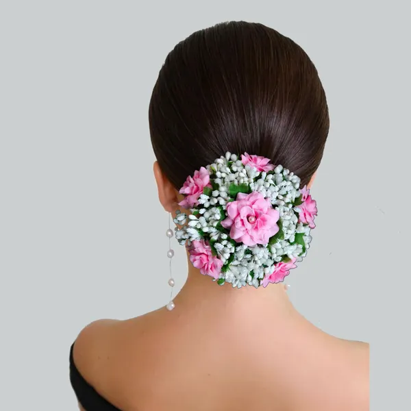 Baby_Pink_Artificial_Exquisite_Mogra_Flower_Judabun_With_White_Buds_Design_Hairpin_Accessories_For_Women_&_Girls_(14_X_8_X_1_Cm)