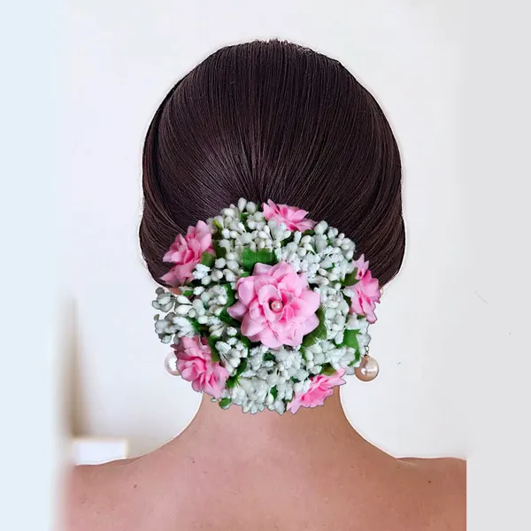 Baby_Pink_Artificial_Exquisite_Mogra_Flower_Judabun_With_White_Buds_Design_Hairpin_Accessories_For_Women_&_Girls_(14_X_8_X_1_Cm)