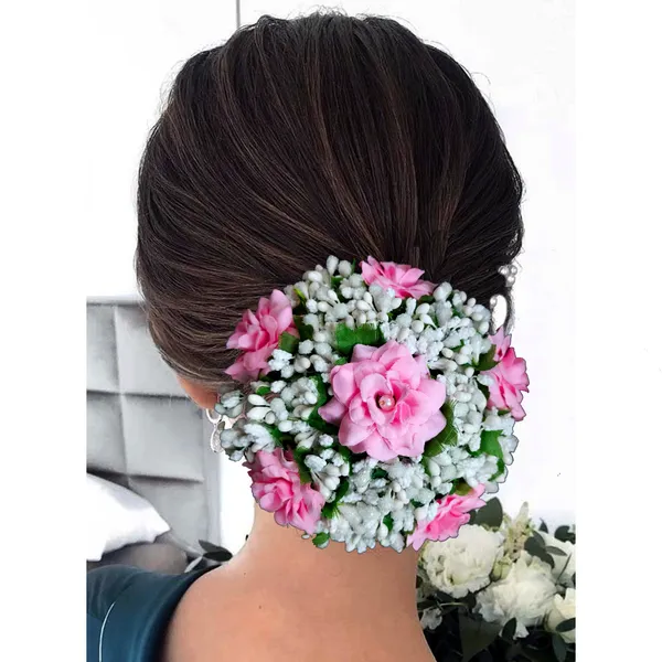 Baby_Pink_Artificial_Exquisite_Mogra_Flower_Judabun_With_White_Buds_Design_Hairpin_Accessories_For_Women_&_Girls_(14_X_8_X_1_Cm)
