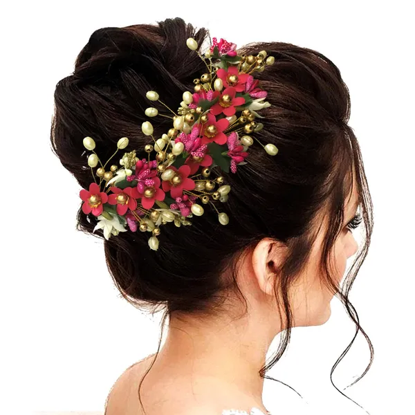 Dark_Pink_Artificial_Floral_Hair_Vein_For_Women_&_Girls