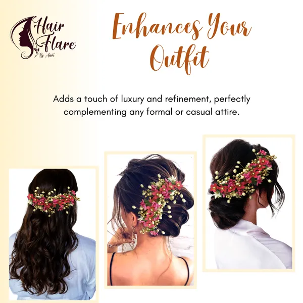 Dark_Pink_Artificial_Floral_Hair_Vein_For_Women_&_Girls