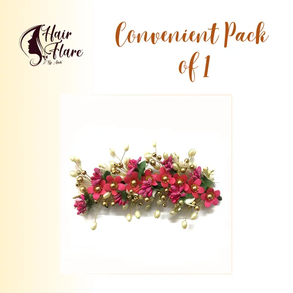 Dark_Pink_Artificial_Floral_Hair_Vein_For_Women_&_Girls