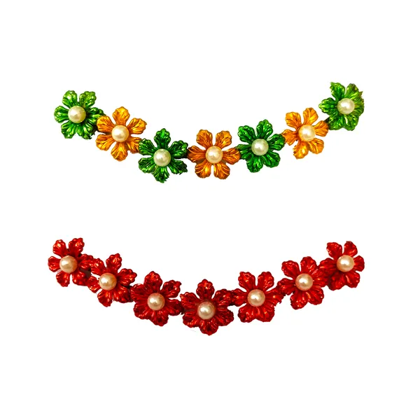 Red_&_Green_Gold_Artificial_Small_Floral_Design_Hair_Vein_Accessories_With_Pearl_And_Beads_For_Women_&_Girls_(Set_Of_2)_(14_X_8_X_1_Cm)