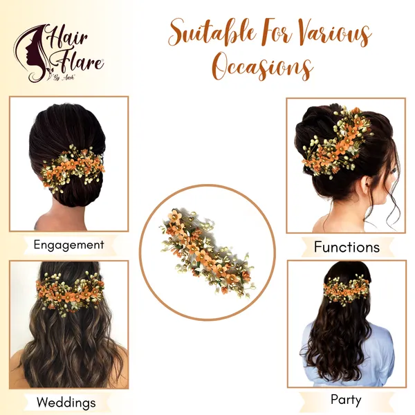 Peach_Artificial_Floral_Hair_Vein_For_Women_&_Girls