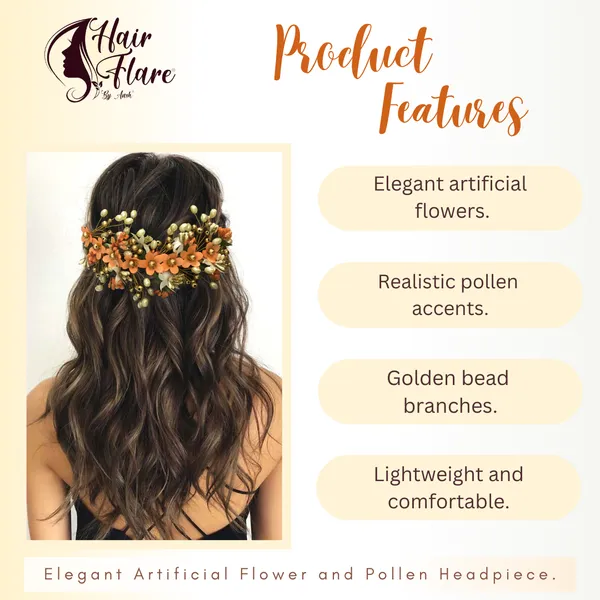 Peach_Artificial_Floral_Hair_Vein_For_Women_&_Girls