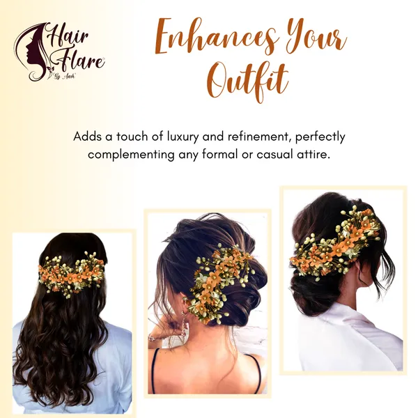 Peach_Artificial_Floral_Hair_Vein_For_Women_&_Girls
