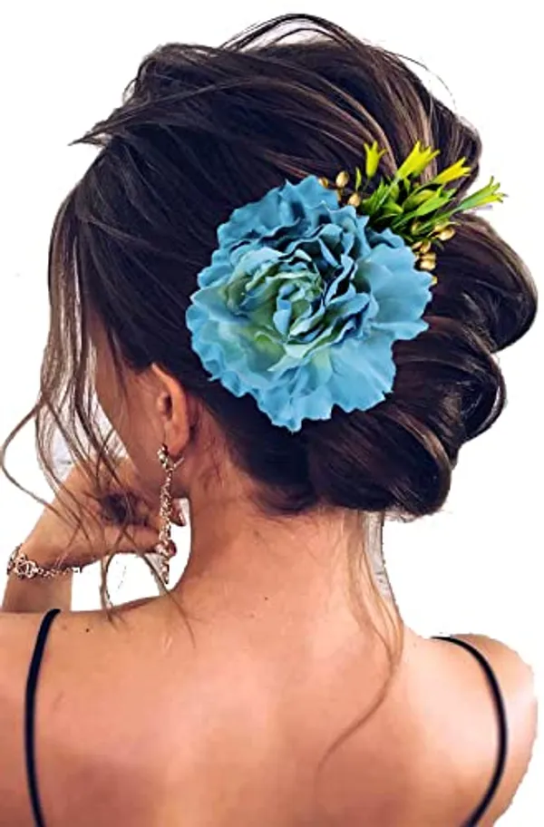 Blue_Floral_Comb_Slide_Hairpin_For_Women_(14_X_8_X_1_Cm)